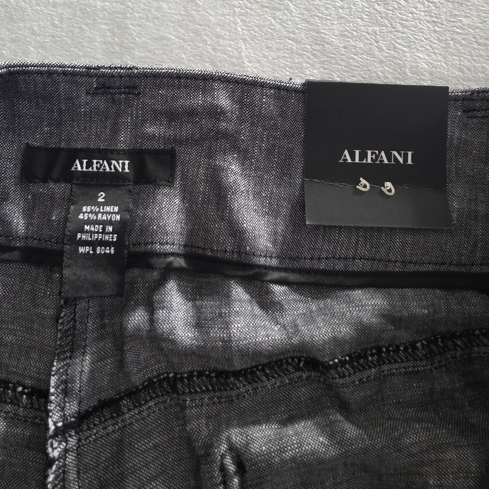 Alfani Womens Grey Linen Blend Wide Leg Dress Pants Size 2 Career Trousers - Picture 2 of 6
